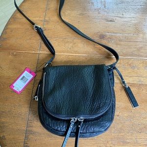 NWT Vince Camuto  black leather zipper crossbody